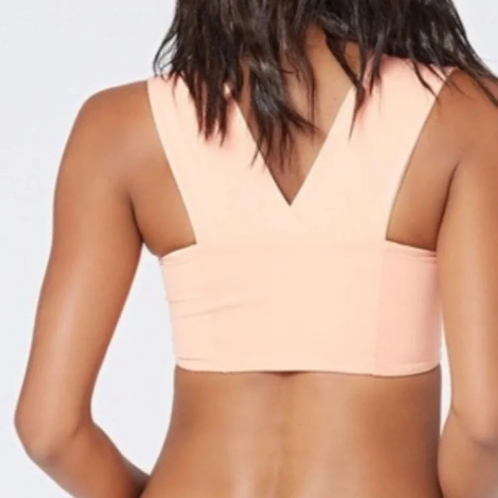 L*Space Swim Parker Peach Square Neck,‎ Wide Strap, V-Back, Bikini Top XL NWOT